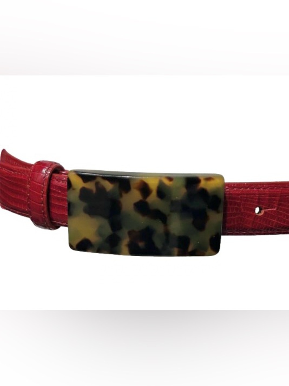 XS Tortoise Shell Pattern Designer CARLISLE Belt Leather Tortoiseshell Snakeskin